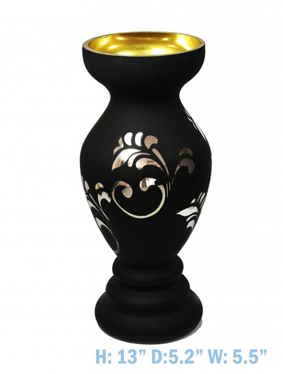 OPAQUE COLOURED GLASS VASE WITH METALLIC